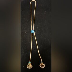 Vintage gold cord bolo necklace